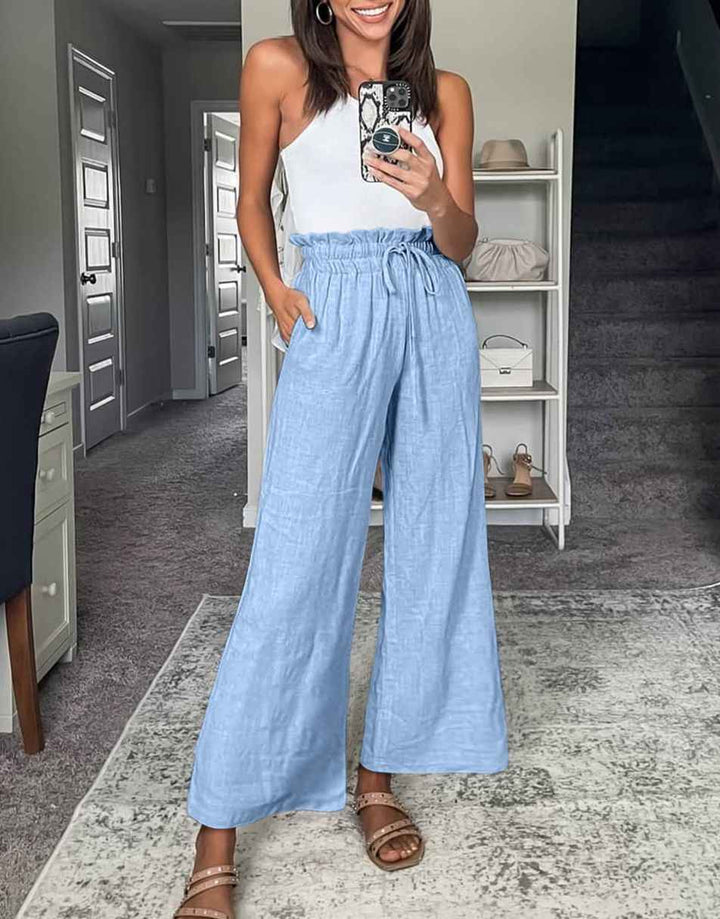 ANRABESS Women's Casual Linen High Waist Wide Leg Pants