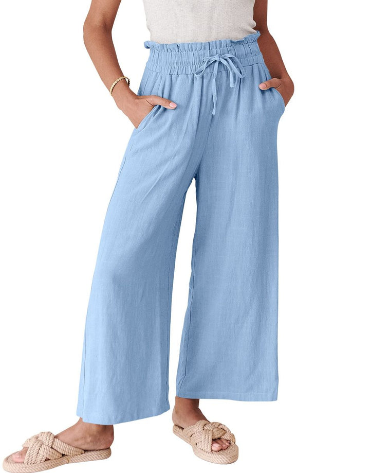 ANRABESS Women's Casual Linen High Waist Wide Leg Pants