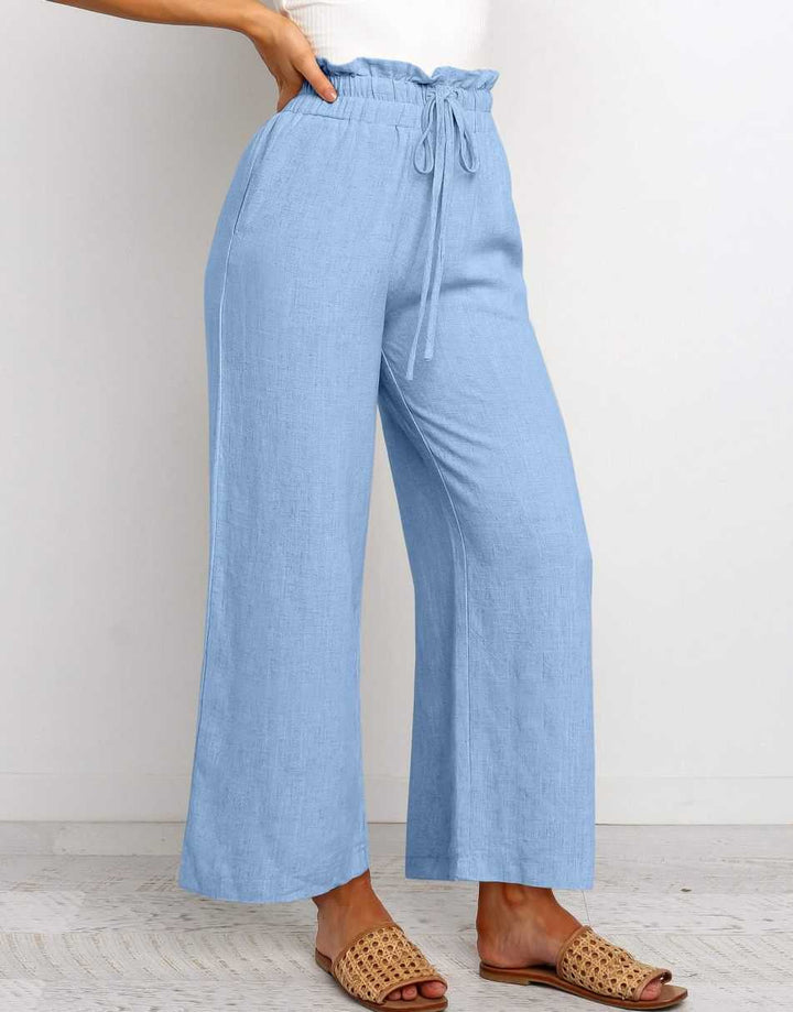 ANRABESS Women's Casual Linen High Waist Wide Leg Pants
