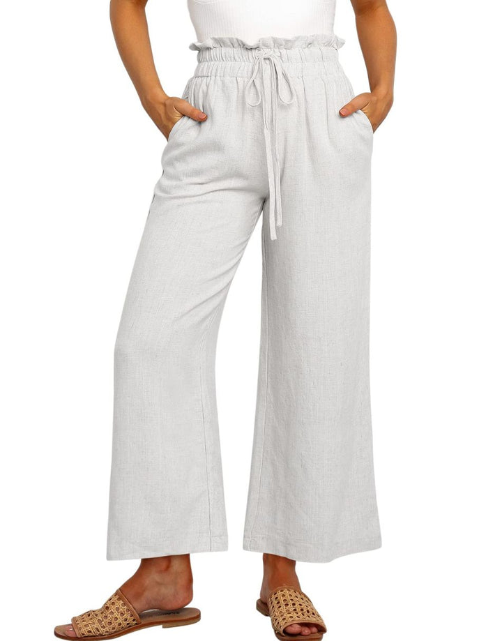 ANRABESS Women's Casual Linen High Waist Wide Leg Pants