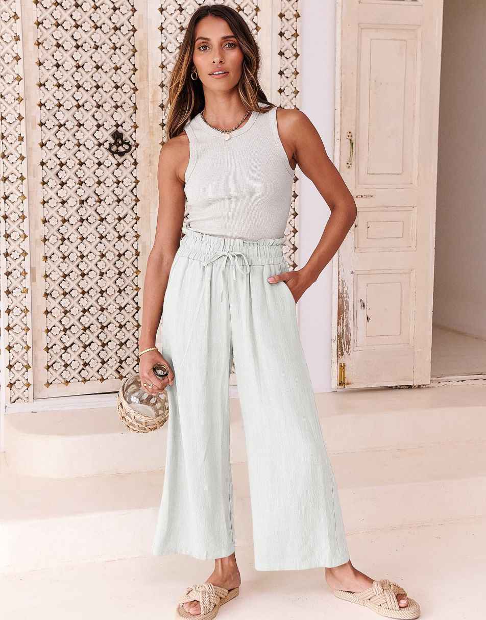 ANRABESS Women's Casual Linen High Waist Wide Leg Pants