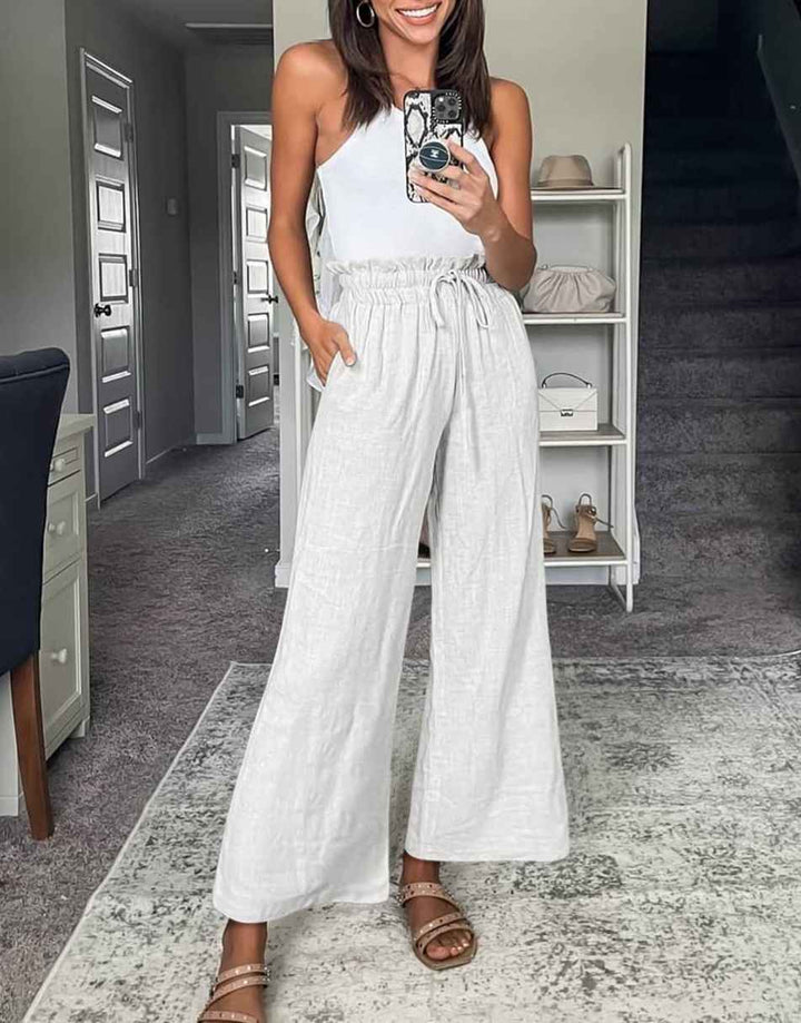 ANRABESS Women's Casual Linen High Waist Wide Leg Pants