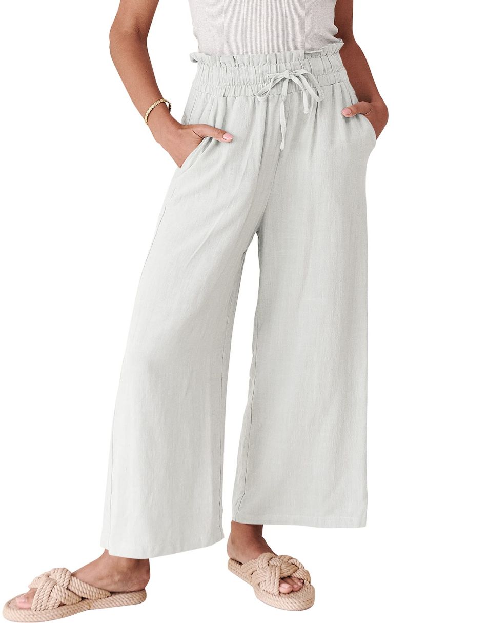 ANRABESS Women's Casual Linen High Waist Wide Leg Pants
