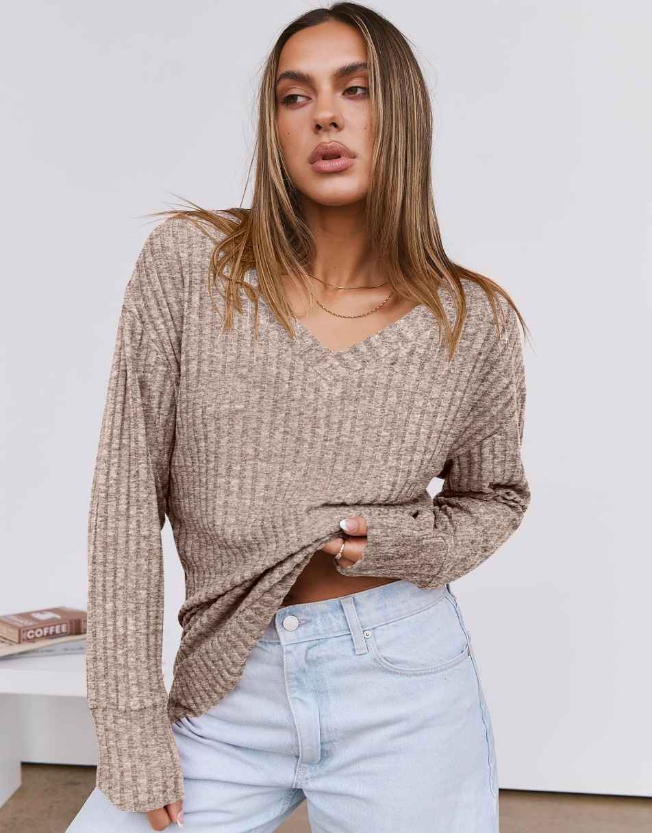 ANRABESS Women's V-Neck Tunic Top