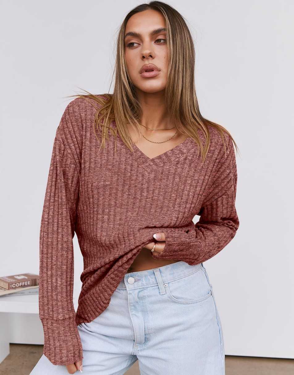 ANRABESS Women's V-Neck Tunic Top