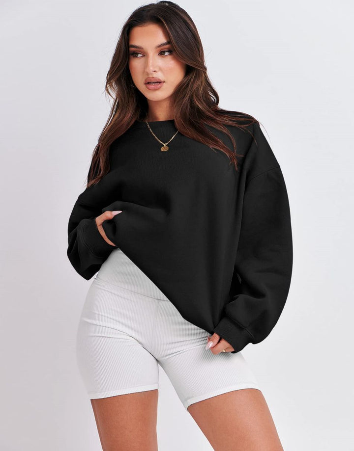 ANRABESS Women's Y2K Oversized Fleece Crewneck Hoodie