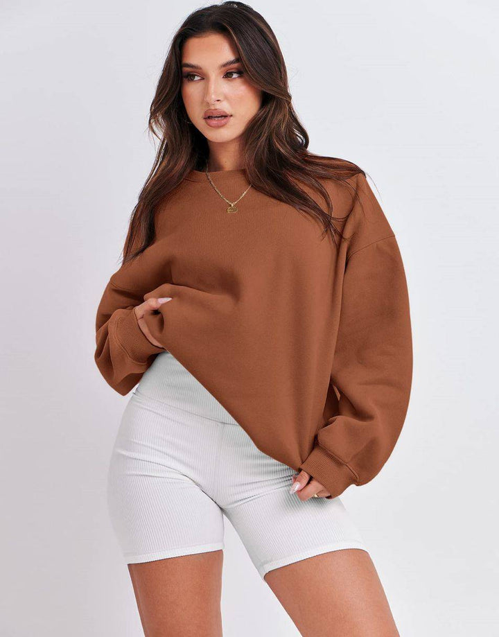 ANRABESS Women's Y2K Oversized Fleece Crewneck Hoodie