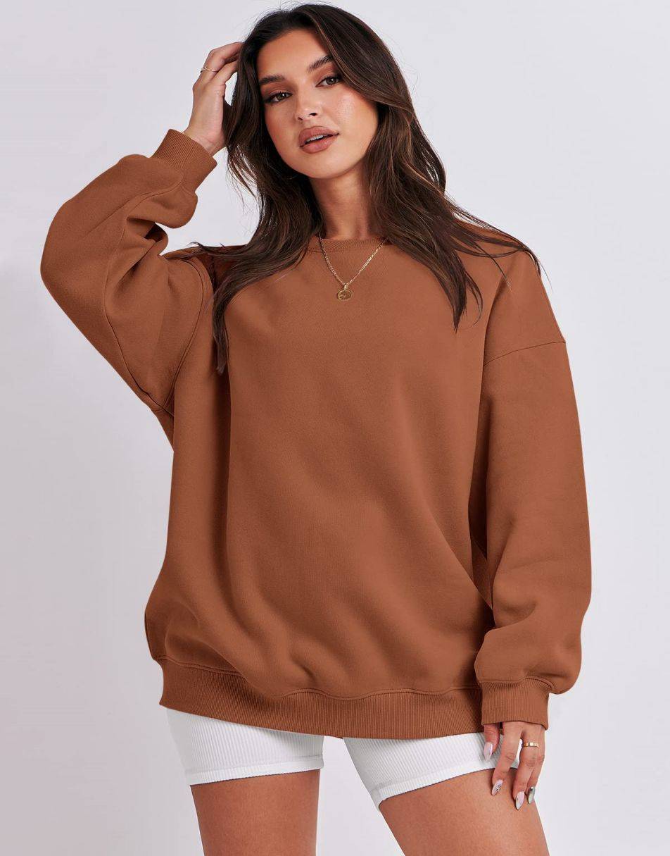 ANRABESS Women's Y2K Oversized Fleece Crewneck Hoodie