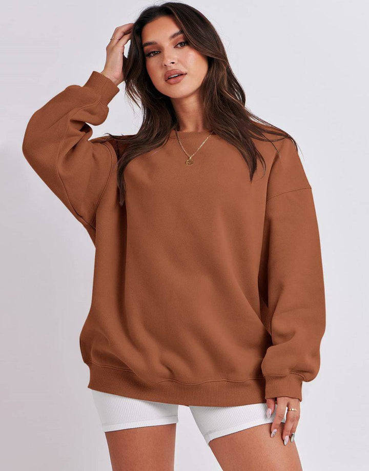 ANRABESS Women's Y2K Oversized Fleece Crewneck Hoodie