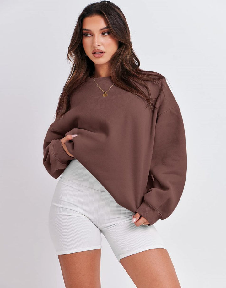 ANRABESS Women's Y2K Oversized Fleece Crewneck Hoodie