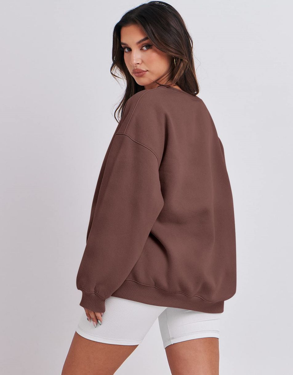 ANRABESS Women's Y2K Oversized Fleece Crewneck Hoodie