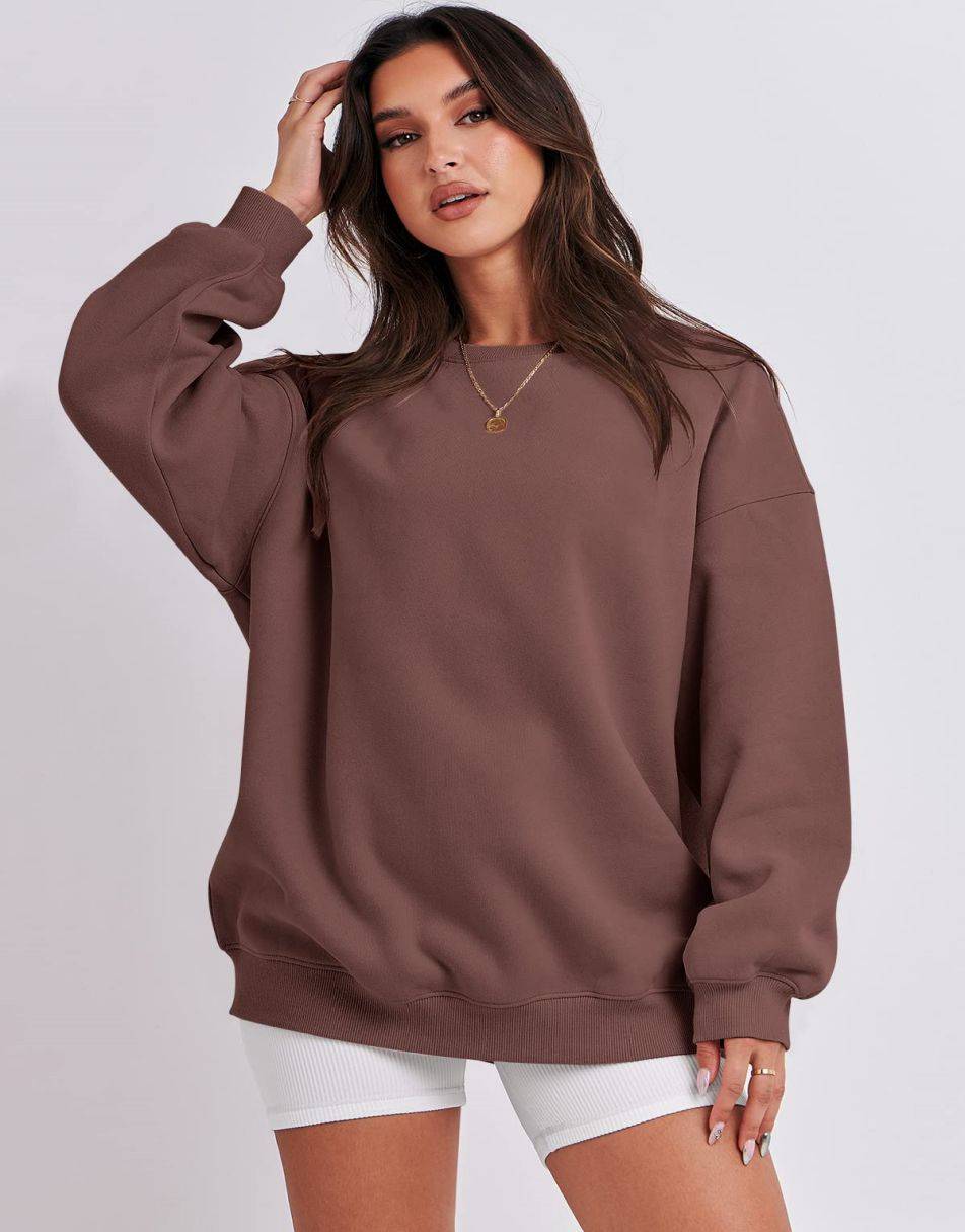 ANRABESS Women's Y2K Oversized Fleece Crewneck Hoodie