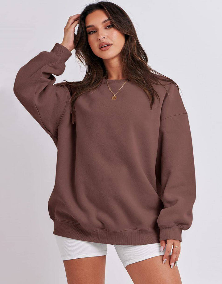 ANRABESS Women's Y2K Oversized Fleece Crewneck Hoodie