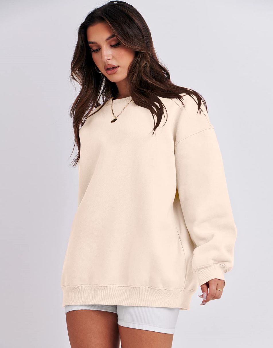 ANRABESS Women's Y2K Oversized Fleece Crewneck Hoodie