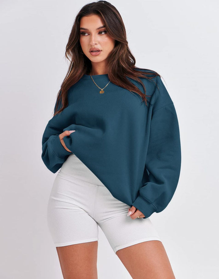 ANRABESS Women's Y2K Oversized Fleece Crewneck Hoodie