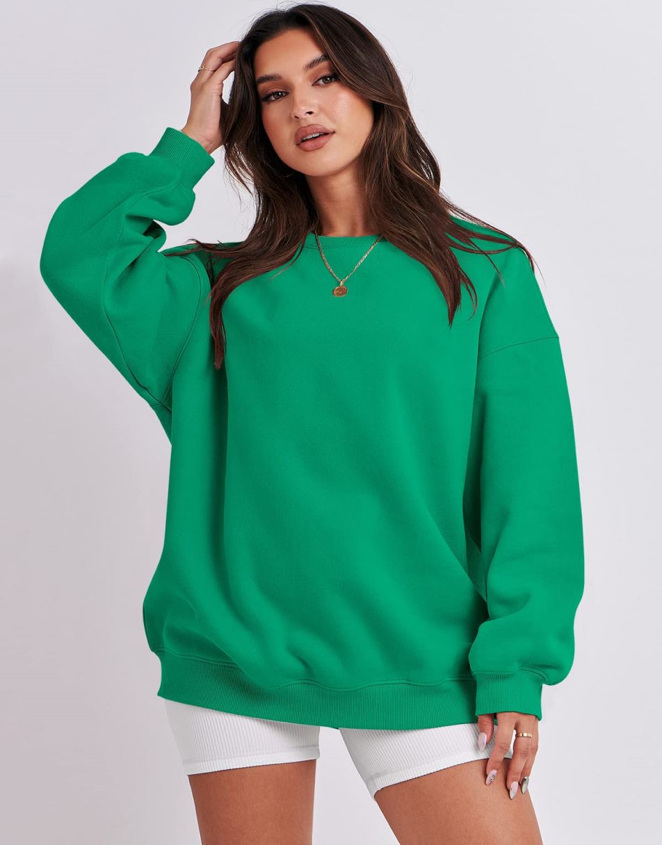 ANRABESS Women's Y2K Oversized Fleece Crewneck Hoodie