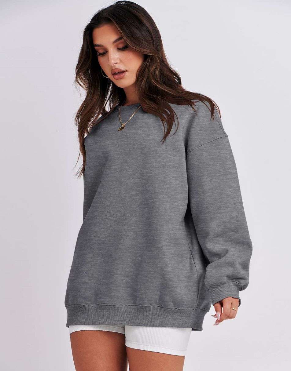 ANRABESS Women's Y2K Oversized Fleece Crewneck Hoodie