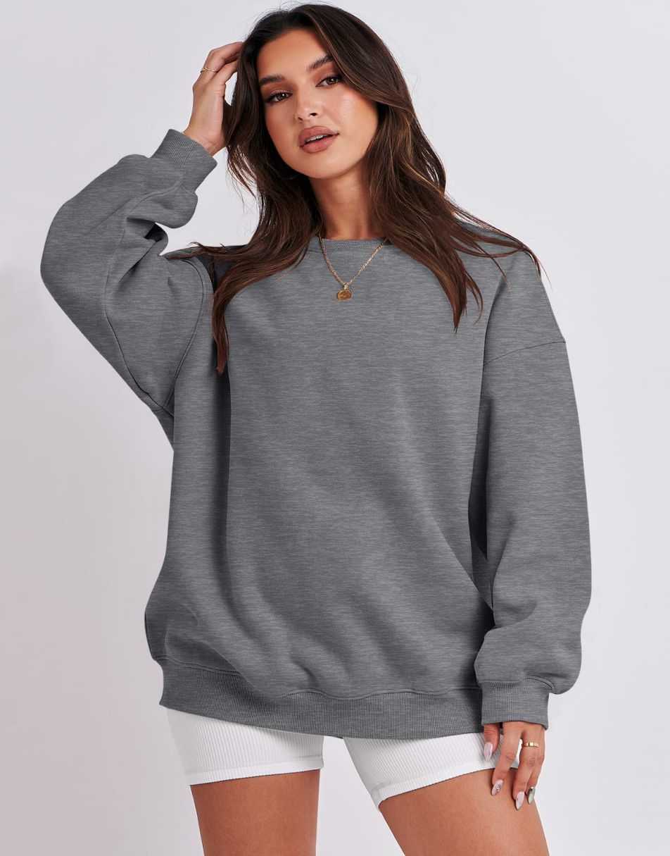 ANRABESS Women's Y2K Oversized Fleece Crewneck Hoodie
