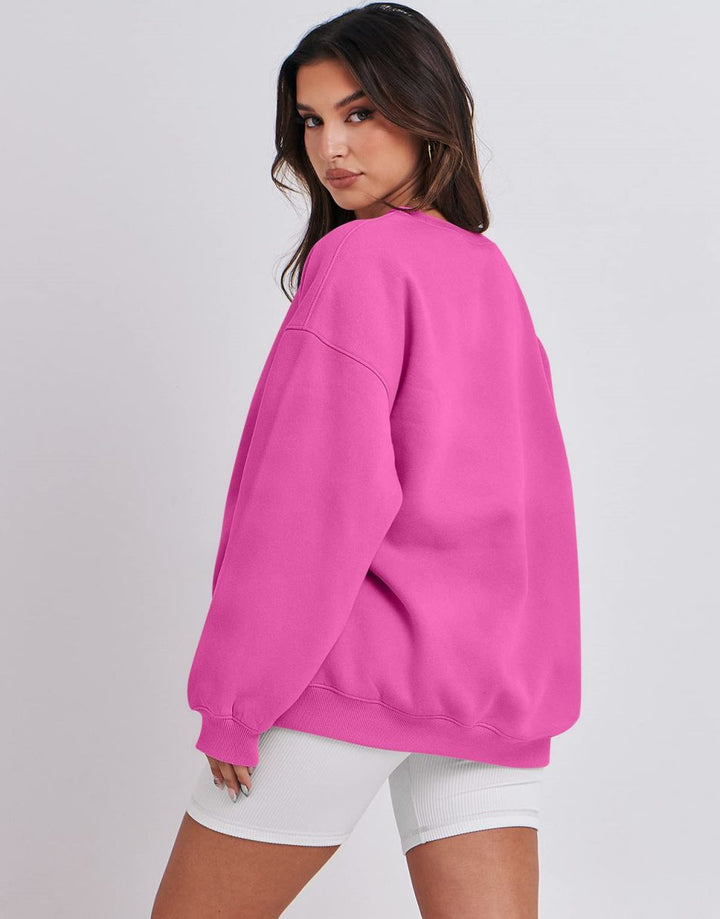 ANRABESS Women's Y2K Oversized Fleece Crewneck Hoodie