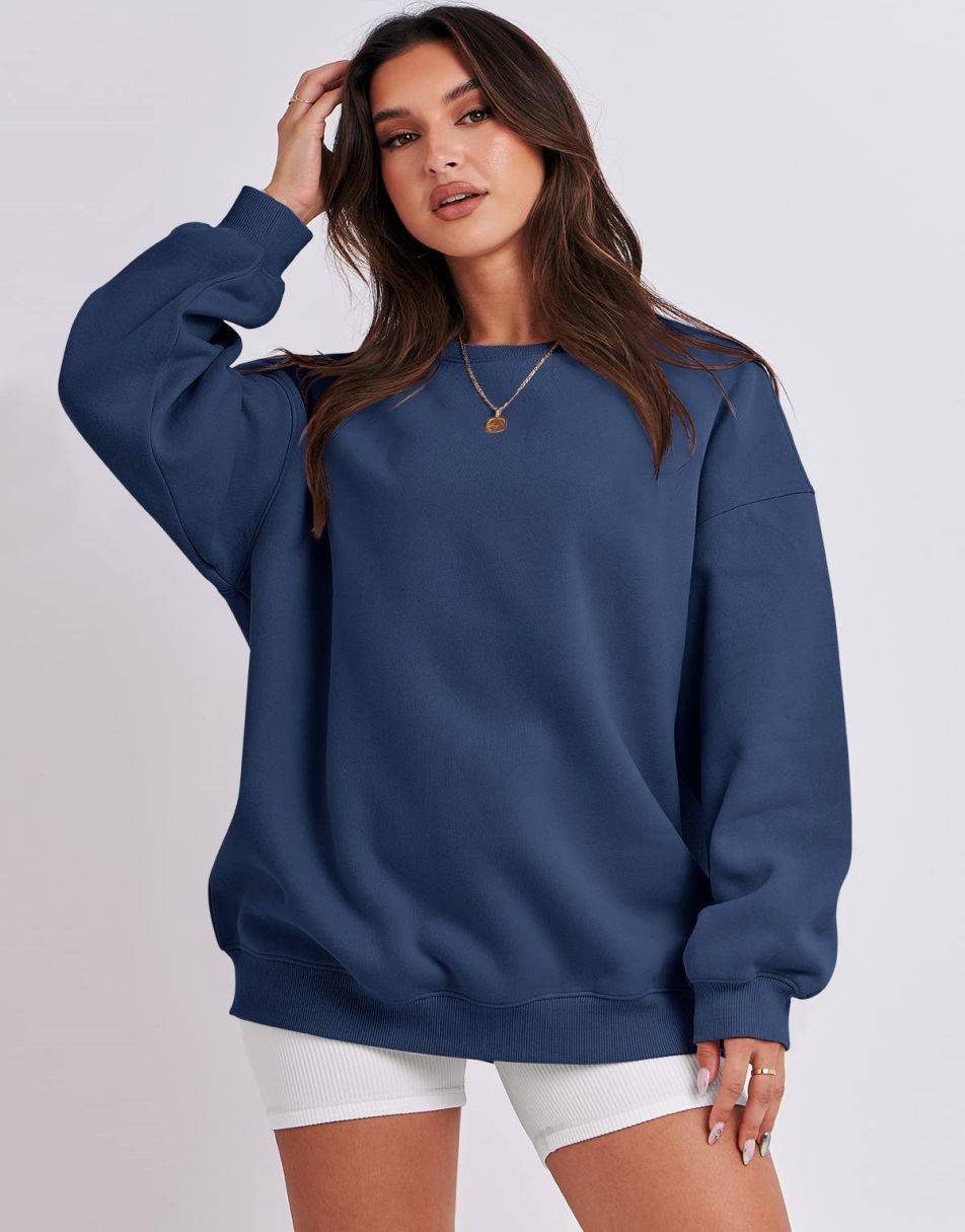 ANRABESS Women's Y2K Oversized Fleece Crewneck Hoodie