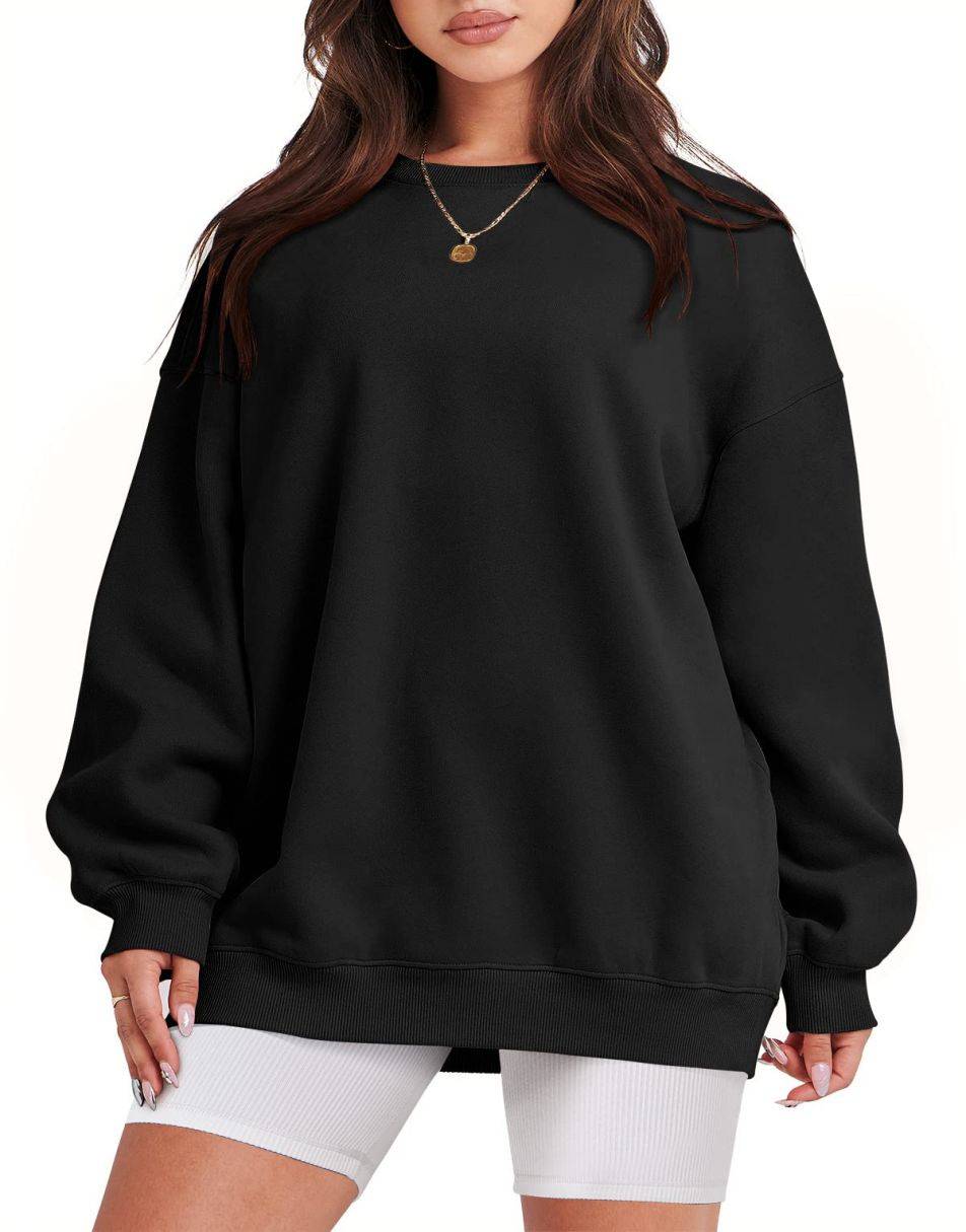 ANRABESS Women's Y2K Oversized Fleece Crewneck Hoodie