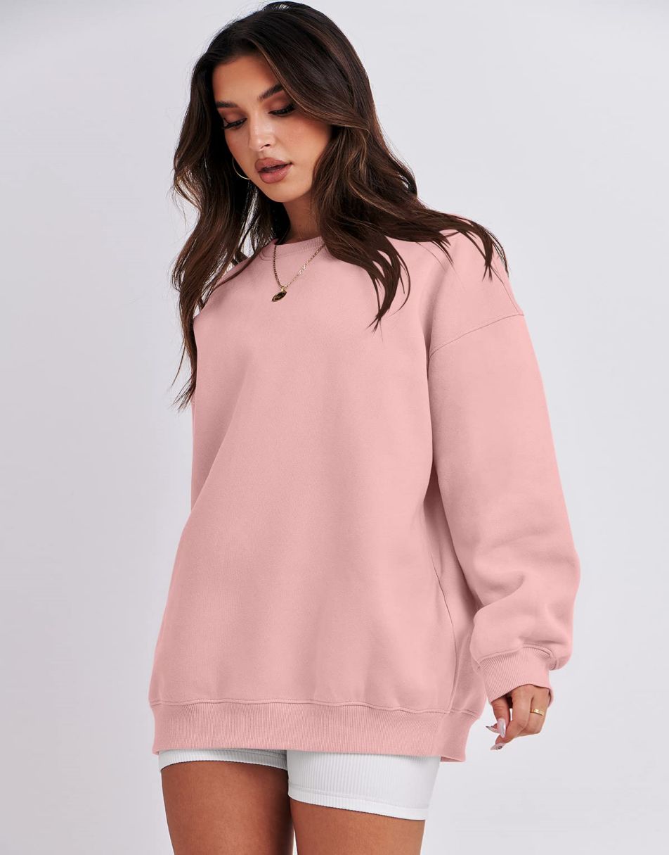 ANRABESS Women's Y2K Oversized Fleece Crewneck Hoodie