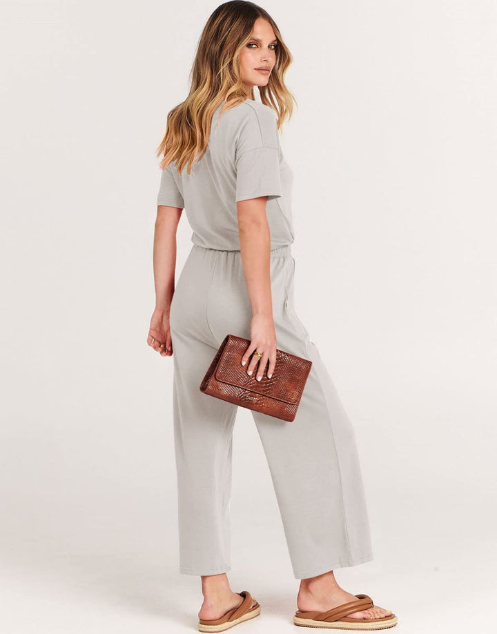 ANRABESS V-Neck Elastic Waist Wide Leg Cropped Jumpsuit