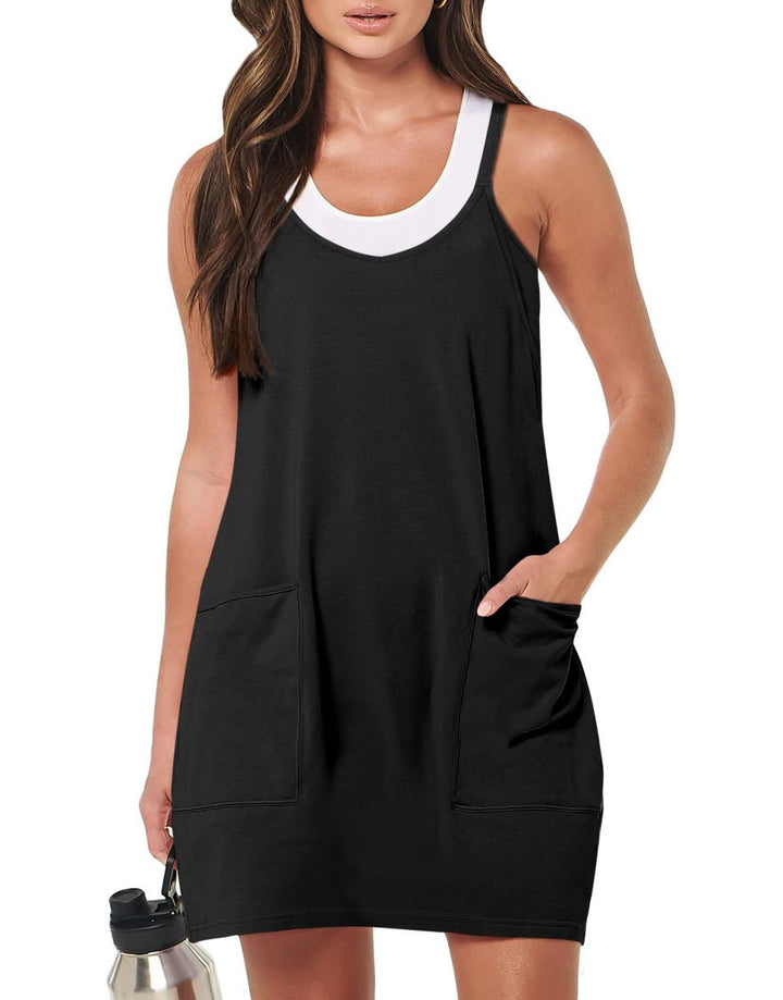ANRABESS Women's Active Mini Dress with Built-in Shorts