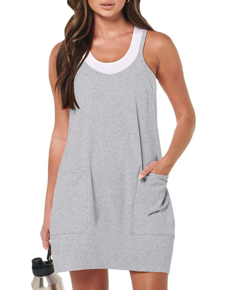 ANRABESS Women's Active Mini Dress with Built-in Shorts
