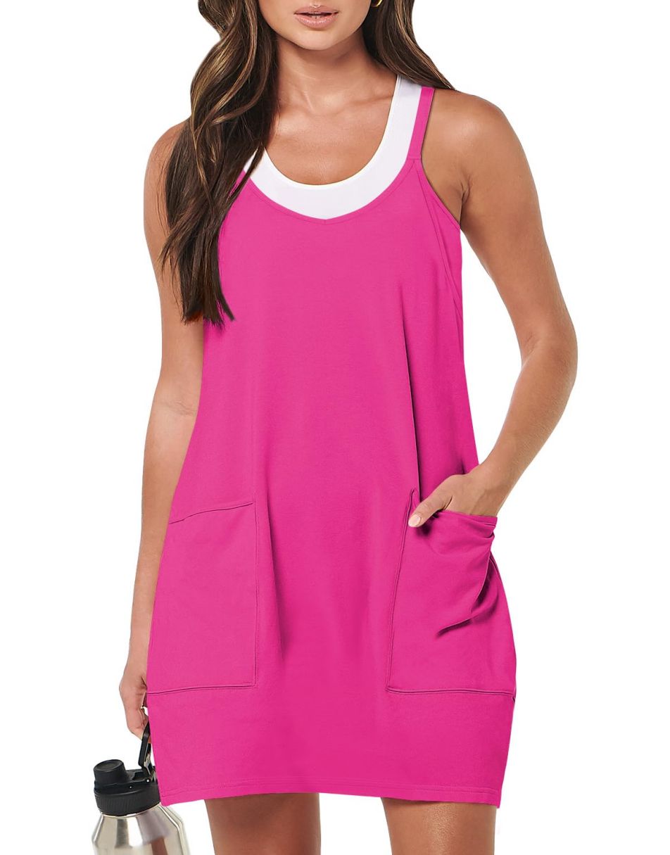 ANRABESS Women's Active Mini Dress with Built-in Shorts