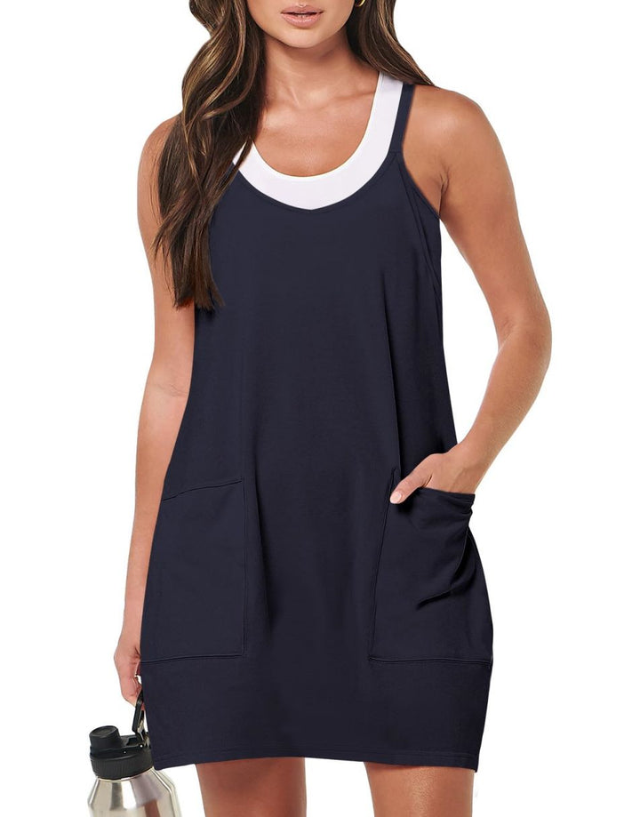 ANRABESS Women's Active Mini Dress with Built-in Shorts