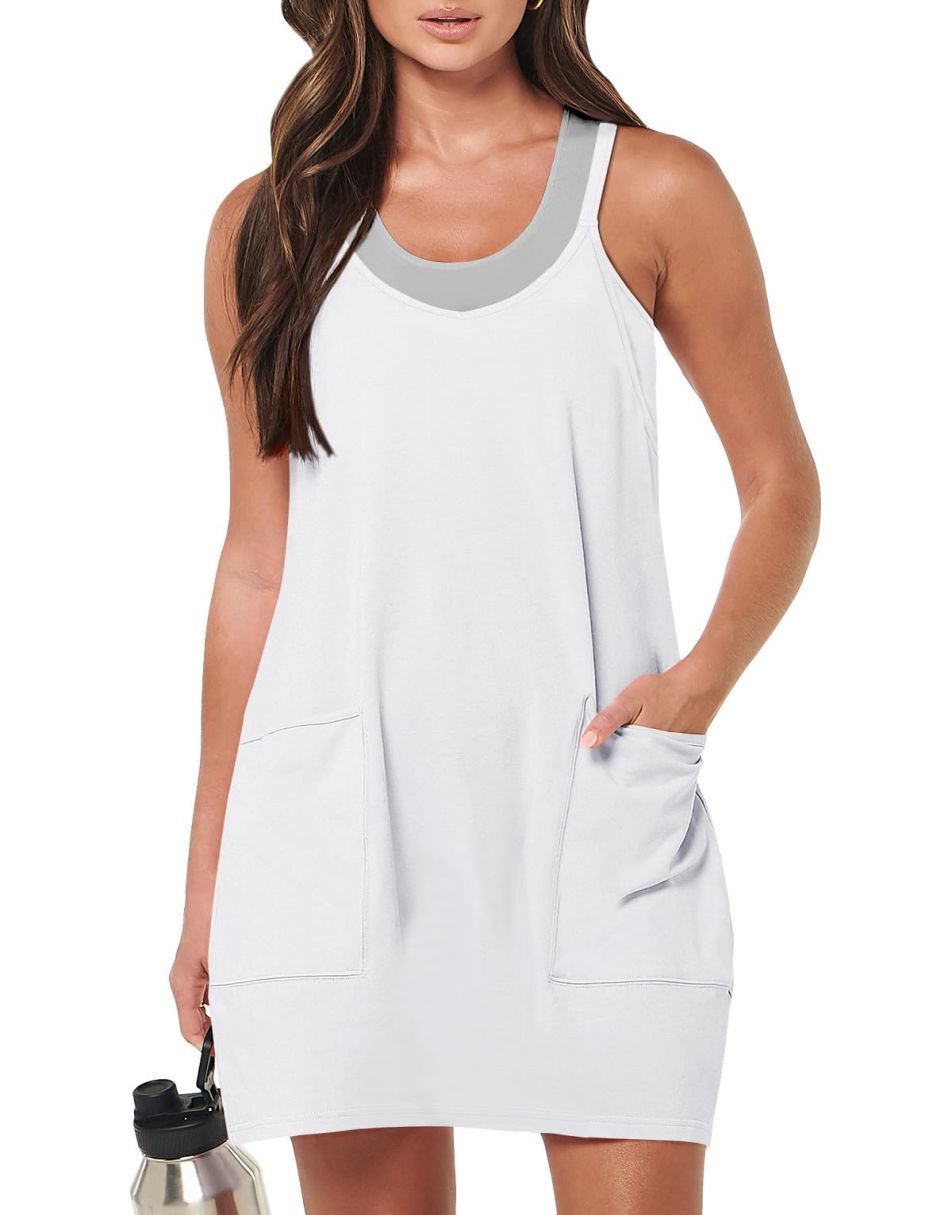 ANRABESS Women's Active Mini Dress with Built-in Shorts