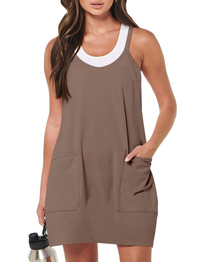 ANRABESS Women's Active Mini Dress with Built-in Shorts