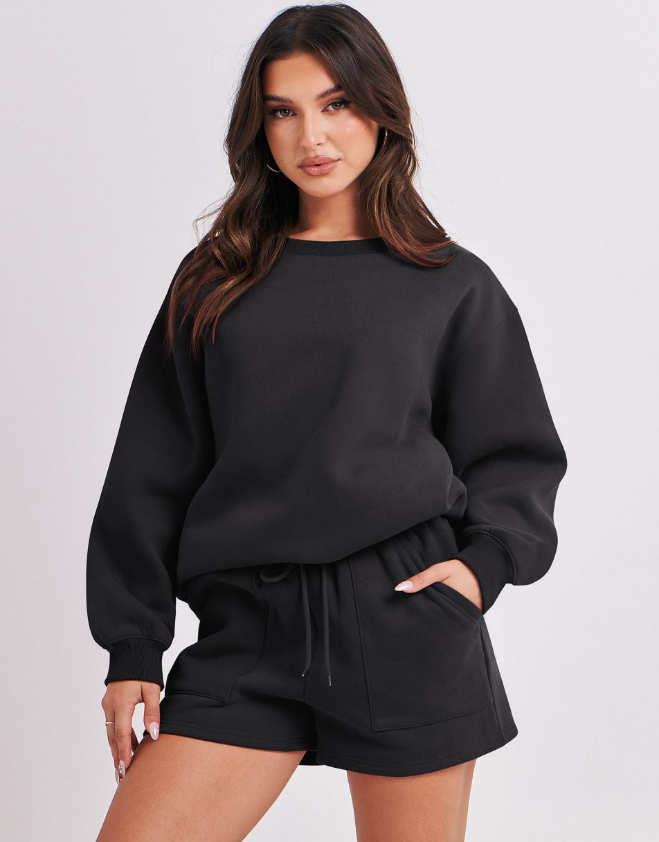 ANRABESS Women's Oversized Sweat Shorts Matching Set