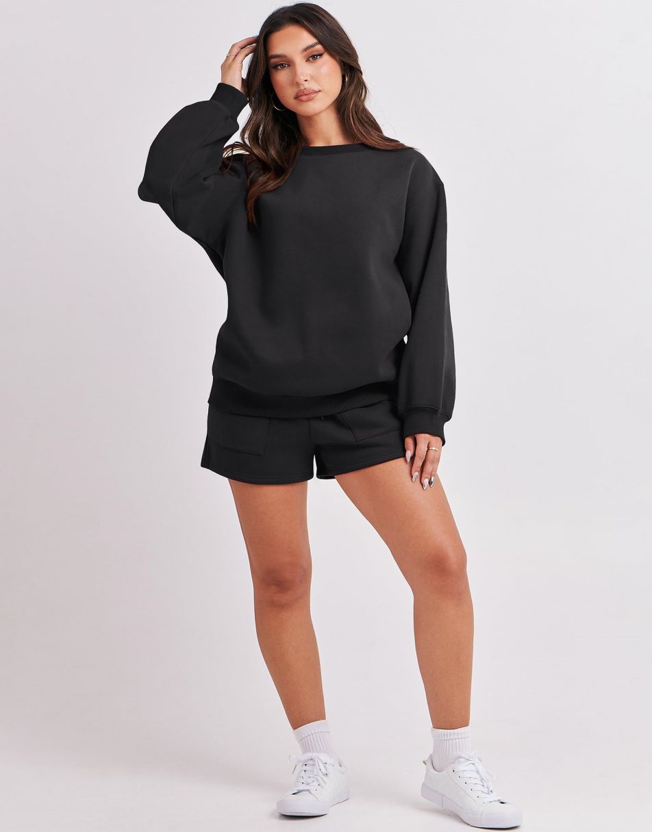 ANRABESS Women's Oversized Sweat Shorts Matching Set