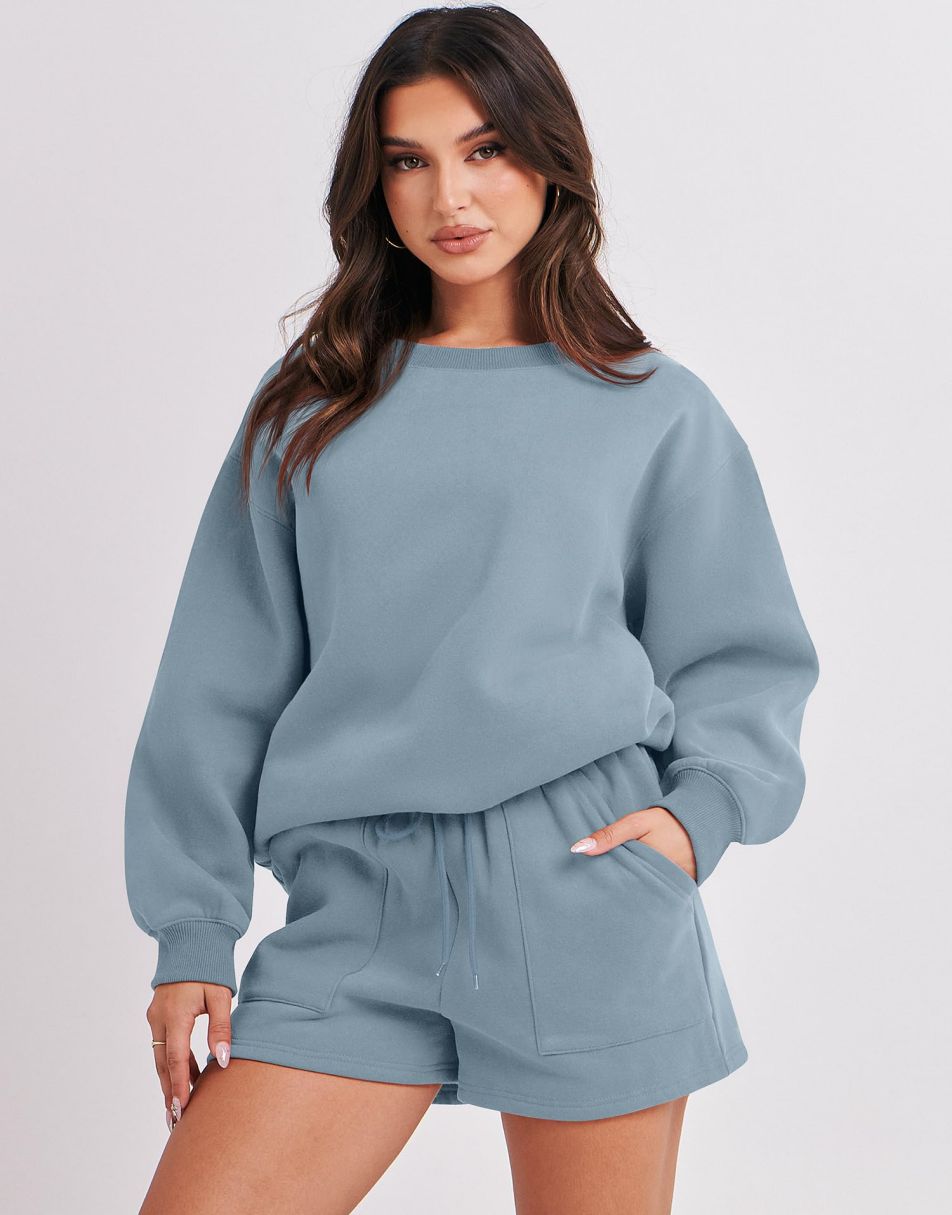 ANRABESS Women's Oversized Sweat Shorts Matching Set