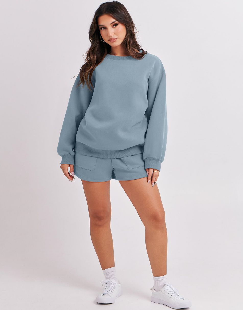 ANRABESS Women's Oversized Sweat Shorts Matching Set
