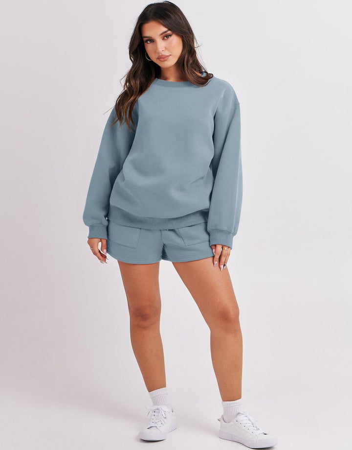 ANRABESS Women's Oversized Sweat Shorts Matching Set
