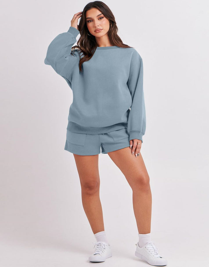 ANRABESS Women's Oversized Sweat Shorts Matching Set