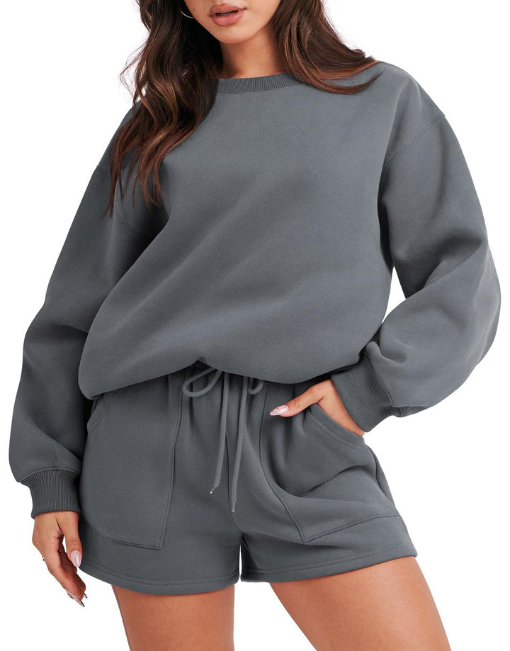 ANRABESS Women's Oversized Sweat Shorts Matching Set