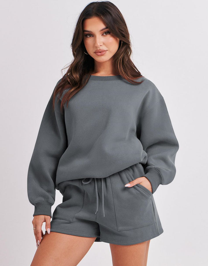 ANRABESS Women's Oversized Sweat Shorts Matching Set