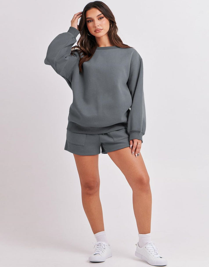 ANRABESS Women's Oversized Sweat Shorts Matching Set