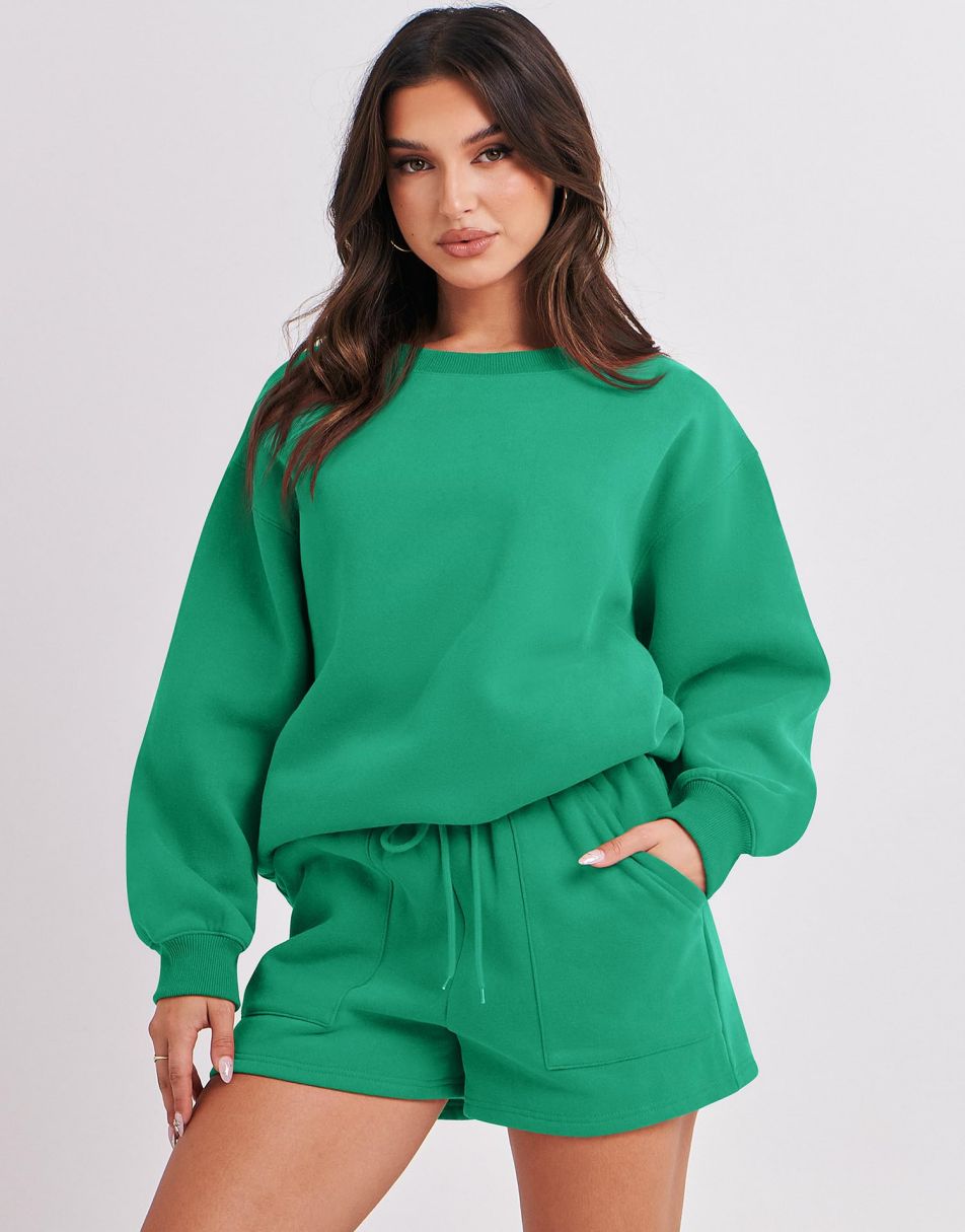 ANRABESS Women's Oversized Sweat Shorts Matching Set