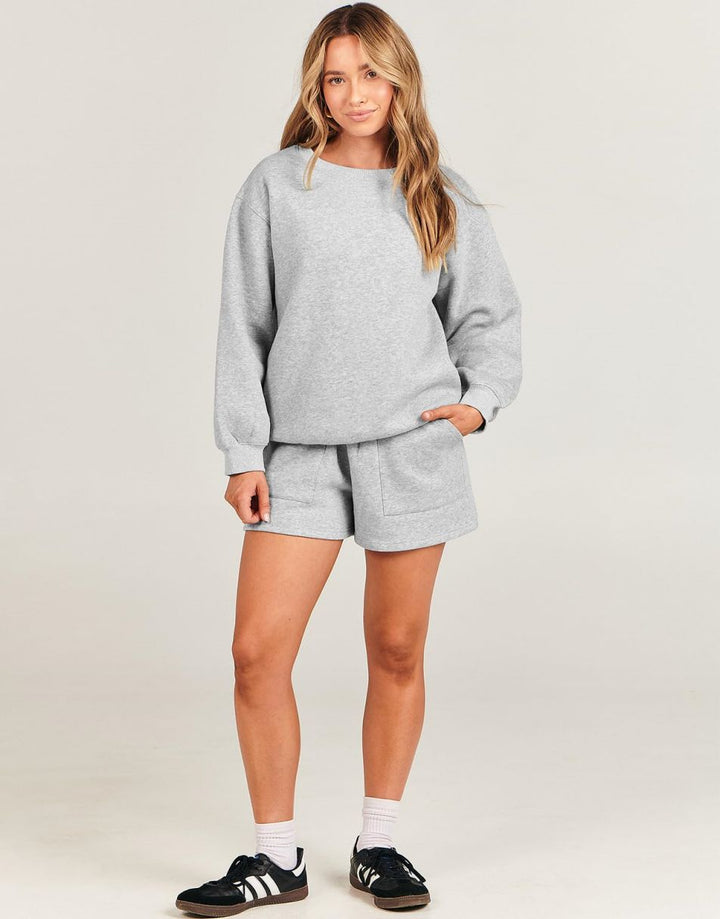 ANRABESS Women's Oversized Sweat Shorts Matching Set