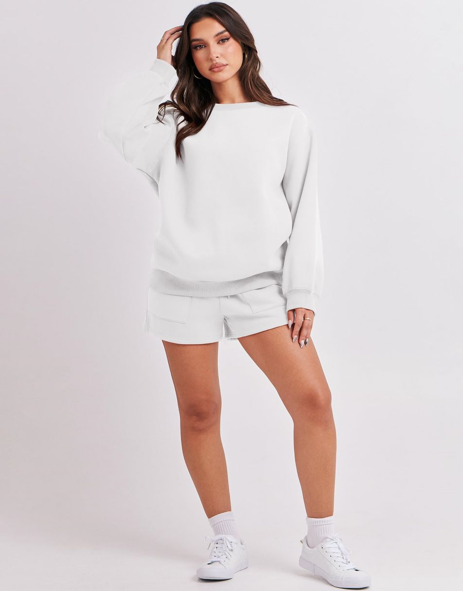 ANRABESS Women's Oversized Sweat Shorts Matching Set