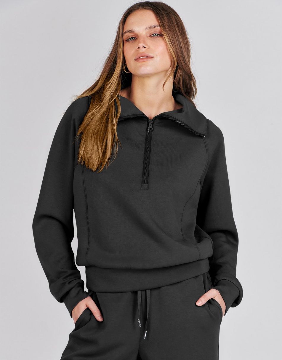 ANRABESS 2 Piece Outfits for Women Half Zip Sweatshirt & Wide Leg Pants Airport Travel Lounge Matching Fall Winter Sets Sweatsuits Clothing