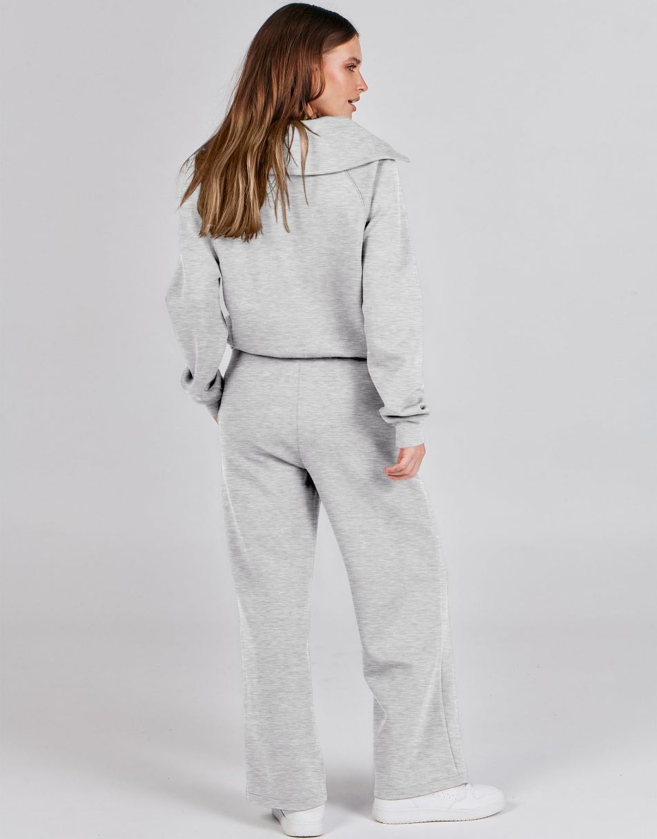ANRABESS 2 Piece Outfits for Women Half Zip Sweatshirt & Wide Leg Pants Airport Travel Lounge Matching Fall Winter Sets Sweatsuits Clothing