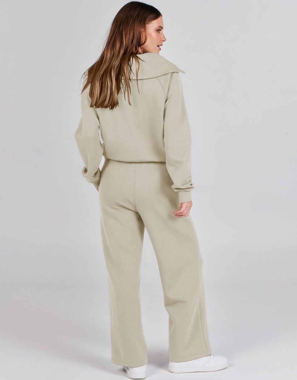 ANRABESS 2 Piece Outfits for Women Half Zip Sweatshirt & Wide Leg Pants Airport Travel Lounge Matching Fall Winter Sets Sweatsuits Clothing