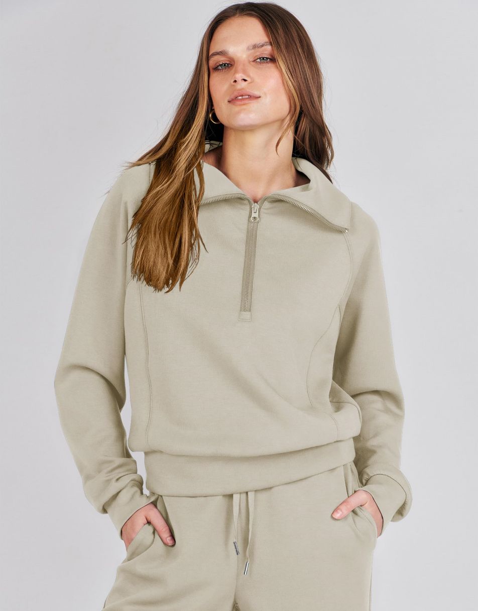 ANRABESS 2 Piece Outfits for Women Half Zip Sweatshirt & Wide Leg Pants Airport Travel Lounge Matching Fall Winter Sets Sweatsuits Clothing