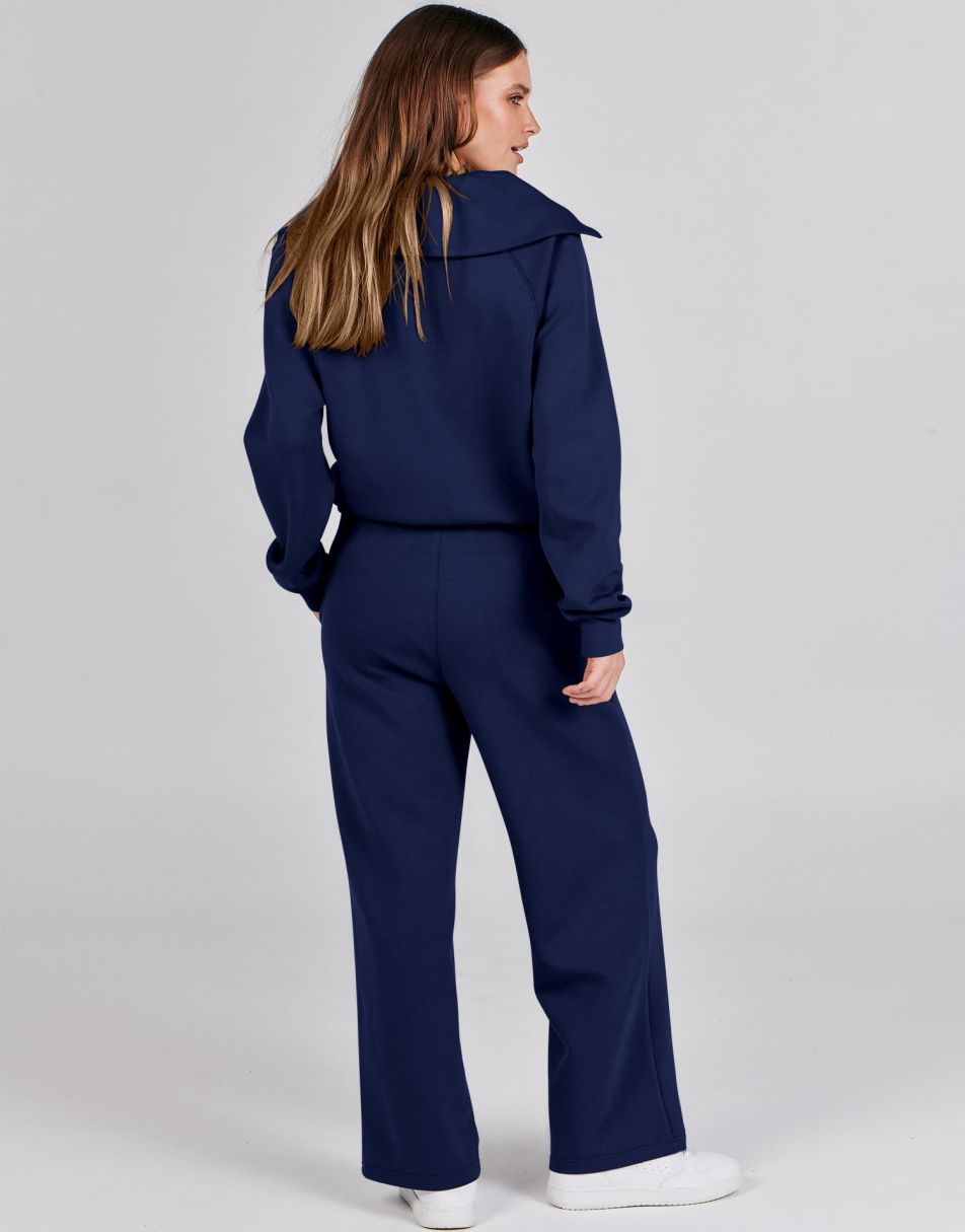 ANRABESS 2 Piece Outfits for Women Half Zip Sweatshirt & Wide Leg Pants Airport Travel Lounge Matching Fall Winter Sets Sweatsuits Clothing